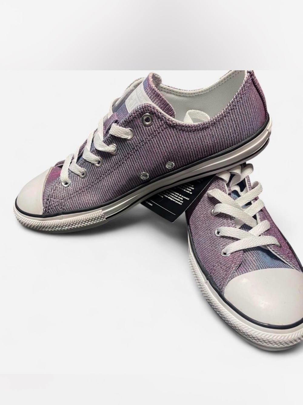 Converse Purple Canvas Chucks Shimmer Low-Top Sneakers